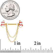 Load image into Gallery viewer, 14G 5/8 Gold Tone Snowman Christmas Dangle Nipple Ring Set