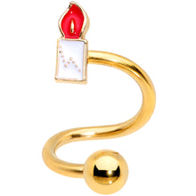 Load image into Gallery viewer, 14G 3/8 Gold Tone Holiday Candle Spiral Twister Belly Ring