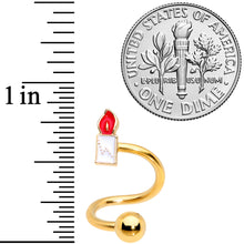 Load image into Gallery viewer, 14G 3/8 Gold Tone Holiday Candle Spiral Twister Belly Ring
