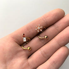 Load image into Gallery viewer, 14G 3/8 Gold Tone Holiday Candle Spiral Twister Belly Ring