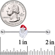 Load image into Gallery viewer, 14G Red White Santa Christmas Industrial Barbell 38mm