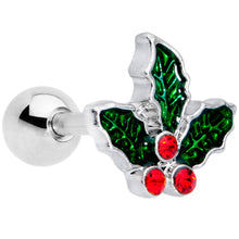 Load image into Gallery viewer, 16G 1/4 Red Gem Holly Berry Christmas Cartilage Tragus