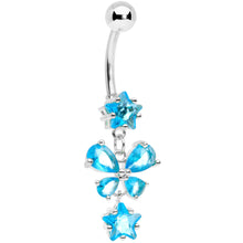 Load image into Gallery viewer, Blue Gem Star and Bow Dangle Belly Ring