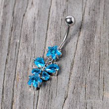 Load image into Gallery viewer, Blue Gem Star and Bow Dangle Belly Ring