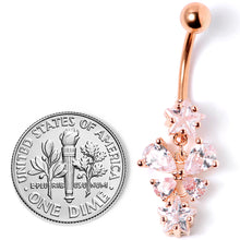 Load image into Gallery viewer, Clear Gem Rose Gold Tone Star and Bow Dangle Belly Ring
