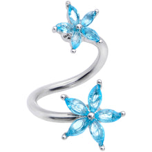 Load image into Gallery viewer, 14G 3/8 Blue Gem Star Flower Spiral Twister Belly Ring