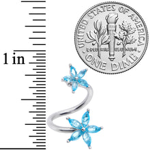 Load image into Gallery viewer, 14G 3/8 Blue Gem Star Flower Spiral Twister Belly Ring