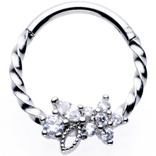Load image into Gallery viewer, 16G 3/8 Clear Gem Star Twisted Hinged Segment Ring