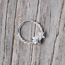 Load image into Gallery viewer, 16G 3/8 Clear Gem Star Twisted Hinged Segment Ring
