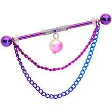 Load image into Gallery viewer, 14G Rainbow Double Chain Dangle Project Bar 38mm