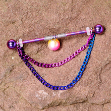 Load image into Gallery viewer, 14G Rainbow Double Chain Dangle Project Bar 38mm