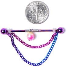 Load image into Gallery viewer, 14G Rainbow Double Chain Dangle Project Bar 38mm
