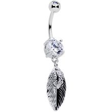 Load image into Gallery viewer, Clear Gem Feathers Southwestern Dangle Belly Ring