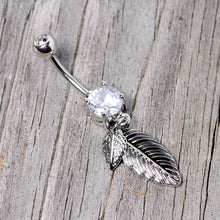 Load image into Gallery viewer, Clear Gem Feathers Southwestern Dangle Belly Ring