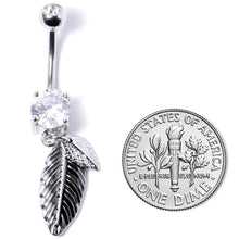 Load image into Gallery viewer, Clear Gem Feathers Southwestern Dangle Belly Ring