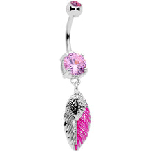 Load image into Gallery viewer, Pink Gem Feathers Southwestern Dangle Belly Ring