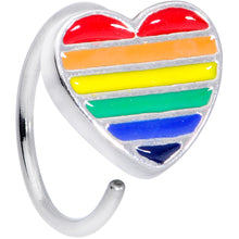 Load image into Gallery viewer, 20G 5/16 Rainbow Pride Heart Nose Hoop