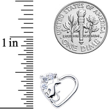 Load image into Gallery viewer, 16G 3/8 Clear CZ Gem Cat Heart Right Ear Closure Ring