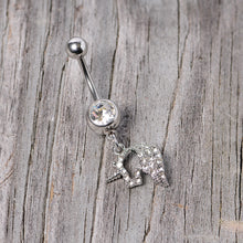 Load image into Gallery viewer, Clear Gem Silhouette Unicorn Dangle Belly Ring