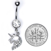 Load image into Gallery viewer, Clear Gem Silhouette Unicorn Dangle Belly Ring