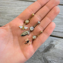Load image into Gallery viewer, Clear Gem Feathers Southwestern Dangle Belly Ring