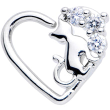 Load image into Gallery viewer, 16G 3/8 Clear CZ Gem Cat Heart Left Ear Closure Ring