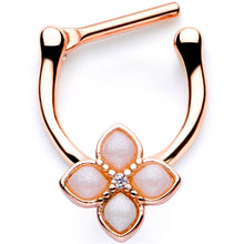 Load image into Gallery viewer, 16G 3/8 White Faux Opal Rose Gold Tone Regal Cartilage Clicker