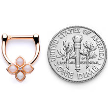 Load image into Gallery viewer, 16G 3/8 White Faux Opal Rose Gold Tone Regal Cartilage Clicker