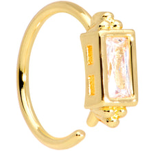 Load image into Gallery viewer, 20G 5/16 Clear CZ Gem Gold Tone Rectangle Nose Hoop