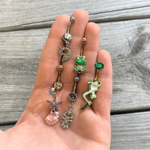 Load image into Gallery viewer, Green Gem Rose Gold Tone Green Goofy Frog Belly Ring