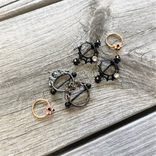 Load image into Gallery viewer, 14G 9/16 Clear Gem Black Spider Web Nipple Shield Set