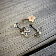 Load image into Gallery viewer, Clear Gem Black Ghost Vampire Bat Halloween Double Mount Belly Ring
