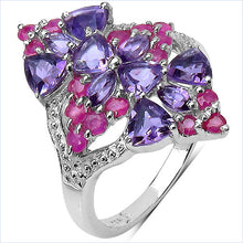 Load image into Gallery viewer, 2.58 Carat Genuine Amethyst & Ruby .925 Sterling Silver Ring
