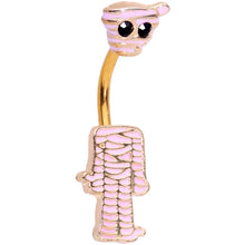 Load image into Gallery viewer, Black Gem Gold Tone Mummy Halloween Double Mount Belly Ring