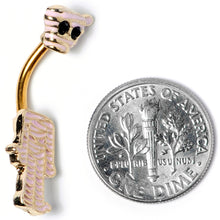 Load image into Gallery viewer, Black Gem Gold Tone Mummy Halloween Double Mount Belly Ring