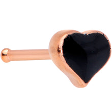 Load image into Gallery viewer, 20G 1/4 Rose Gold Tone Black Heart Nose Bone