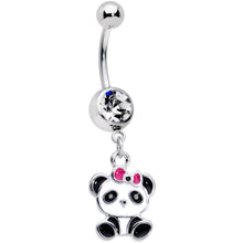 Load image into Gallery viewer, Clear Gem Black White Precious Panda Dangle Belly Ring