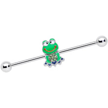 Load image into Gallery viewer, 14G Green Gem Green Goofy Frog Industrial Barbell 38mm