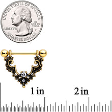 Load image into Gallery viewer, 14G 9/16 Clear Gem Gold Tone Baroque Bat Nipple Shield Set
