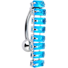 Load image into Gallery viewer, Aqua CZ Gem Band of Beauty Top Mount Belly Ring