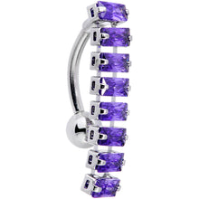 Load image into Gallery viewer, Purple CZ Gem Band of Beauty Top Mount Belly Ring