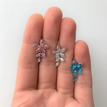 Load image into Gallery viewer, Aqua CZ Gem Fashion Flower Dangle Top Mount Belly Ring