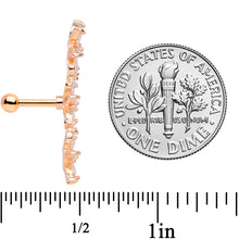Load image into Gallery viewer, 16G 1/4 Clear CZ Gem Rose Gold Tone Tri Flower Cartilage