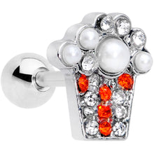 Load image into Gallery viewer, 16G 1/4 Clear Red Gem Movie Night Popcorn Cartilage Tragus