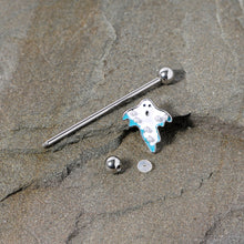 Load image into Gallery viewer, 14G White Orb Ghost Halloween Industrial Barbell 38mm