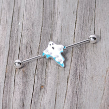 Load image into Gallery viewer, 14G White Orb Ghost Halloween Industrial Barbell 38mm