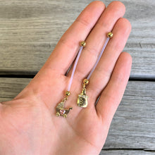 Load image into Gallery viewer, Clear Gem Gold Tone Baby Bottle Dangle Pregnancy Belly Ring