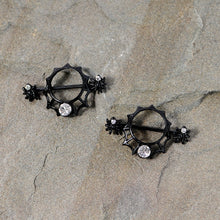 Load image into Gallery viewer, 14G 24mm Clear Gem Spider Web Halloween Nipple Shield Set