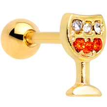 Load image into Gallery viewer, 16G 1/4 Red Gem Gold Tone Holiday Wine Glass Cartilage Tragus