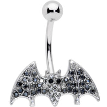 Load image into Gallery viewer, Clear Black Gem Bat Halloween Belly Ring